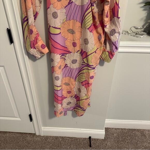 Rachel Comey Pink Purple Pop Floral Silk Robe Dress XS/S Oversized - Picture 8 of 16